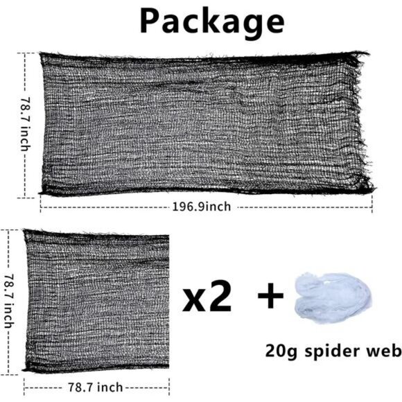 355" x 79" Halloween Creepy Cloth + Spider Web Halloween Decorations - Picture 7 of 8